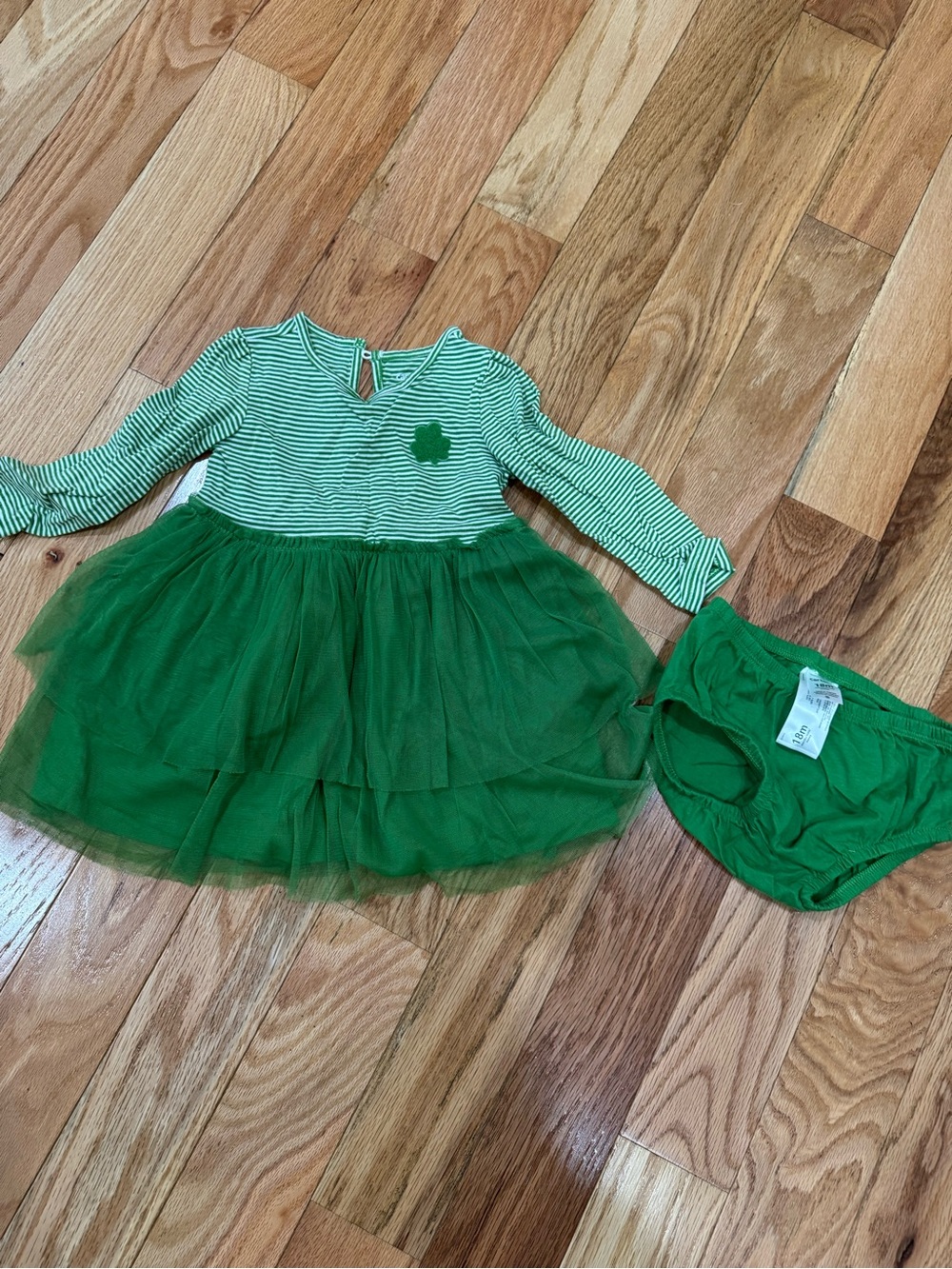 Carters Green Striped Tulle Dress with Bloomers - Toddler